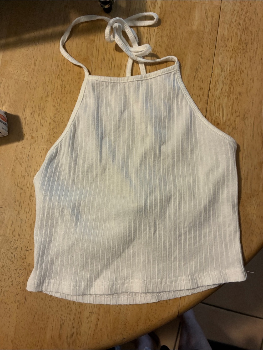Women’s White Ribbed Halter Crop Top